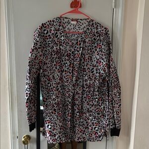 Cherokee Leopard Print Scrub Top